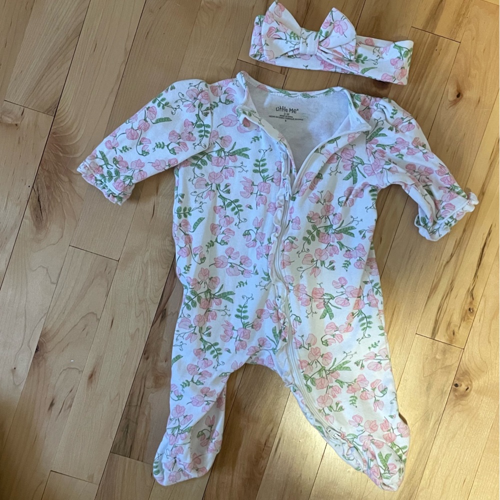 Floral Baby Onesie with Headband
